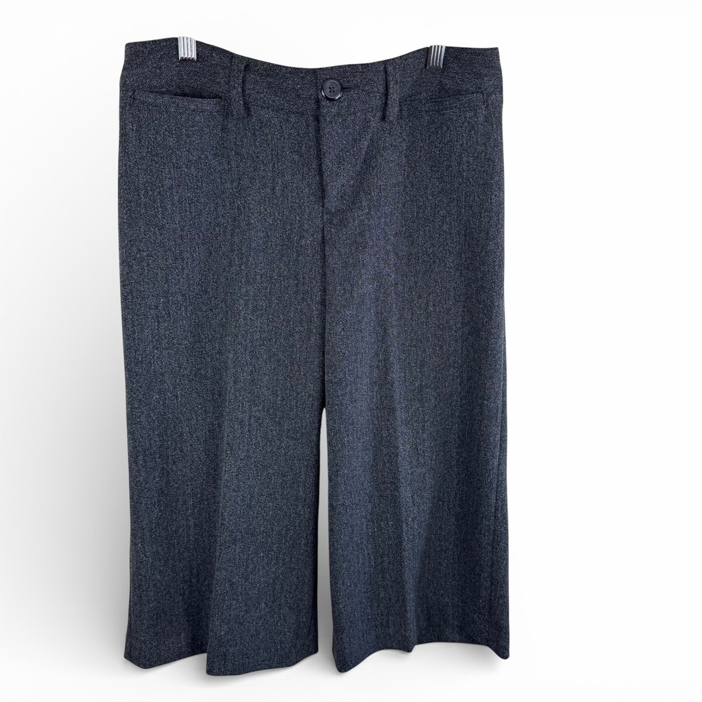 Gap Womens Charcoal Grey Herringbone Wide Leg Cropped Capri Trouser Officewear 6